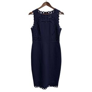 Ted Baker Verita cutout yoke sheath dress women's medium blue cocktail wedding